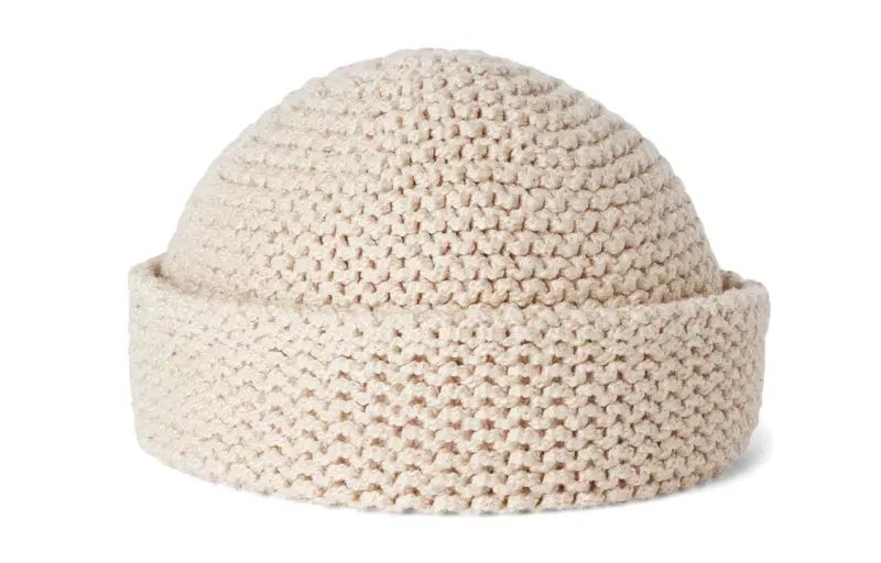 Loro Piana Cotton, Polyamide, Cow Leather Beanies Men's Beige