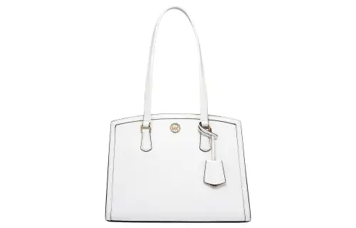 MICHAEL KORS Chantal Split Cow Leather Shoulder Bag Medium Women's White
