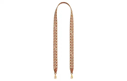 HERMES Sangle Zigzag Canvas With Swift Leather Bag Straps Women's Gold & White