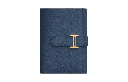 HERMES Bearn Epsom Calfskin Wallet Women's 7U Navy