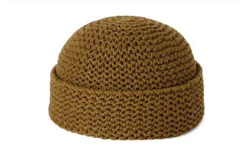 Loro Piana Cotton, Polyamide, Cow Leather Beanies Men's Khaki
