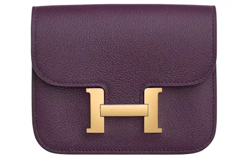 HERMES Constance Slim Gold tone Lock Evercolor Calfskin Wallet, Card Holder, Fanny Pack Women's