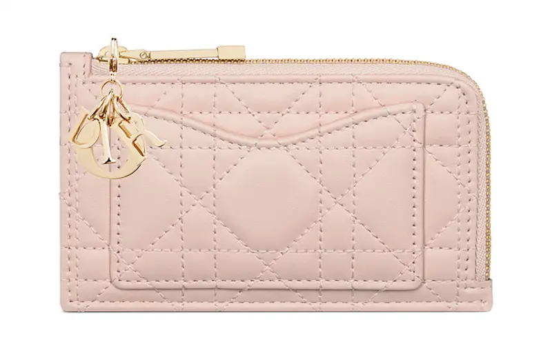 DIOR Lady Dior Lambskin Card Holder Women's Light Pink