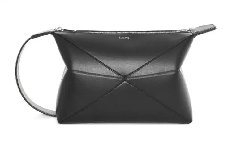 LOEWE Cow Leather Toiletry Bag Men's Black