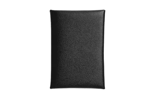 HERMES CalviCalvi Duo Madame Calfskin Card Holder Women's 89 Noir Black
