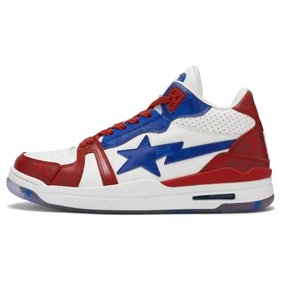 A BATHING APE Clutch Sta Skateboard Shoes Men Low-Top White Red Blue