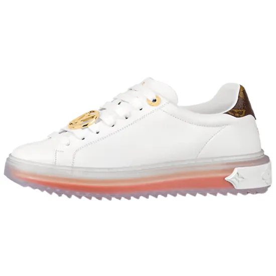 LOUIS VUITTON Time Out Skateboard Shoes Women's Low-Top White Orange