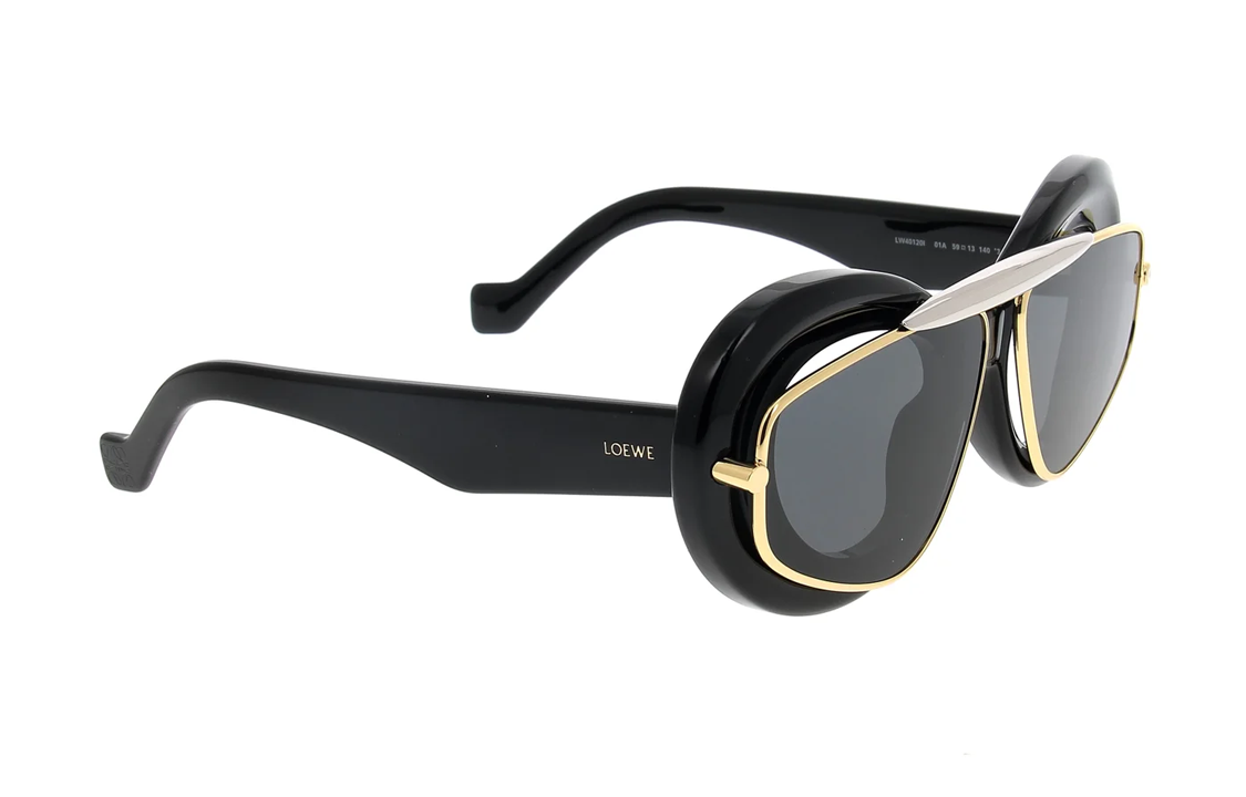 LOEWE Acetate Metal Irregular Shape Sunglasses Women's Black