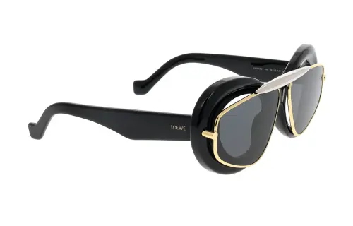 LOEWE Acetate Metal Irregular Shape Sunglasses Women's Black