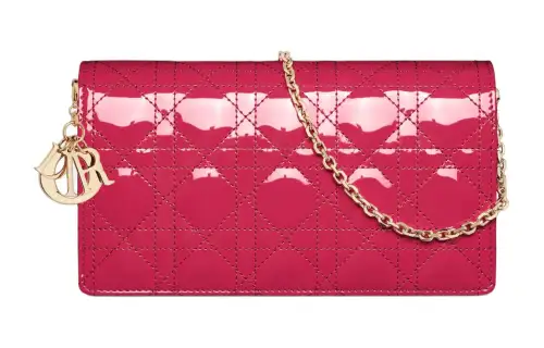 DIOR Lady Dior Calfskin Clutch Women's Pink