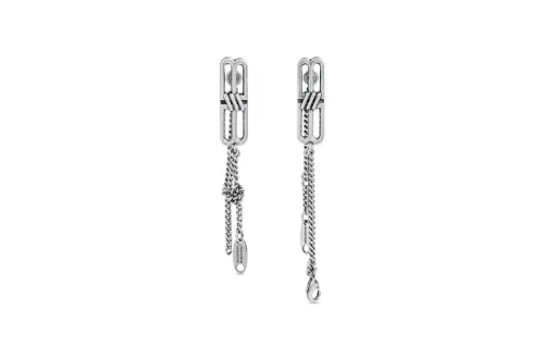 Balenciaga Brass Earrings Unisex Silver