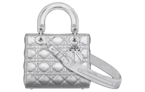 DIOR Lady Dior Calfskin Shoulder Bag, Crossbody Bag, Handbag Women's Silver