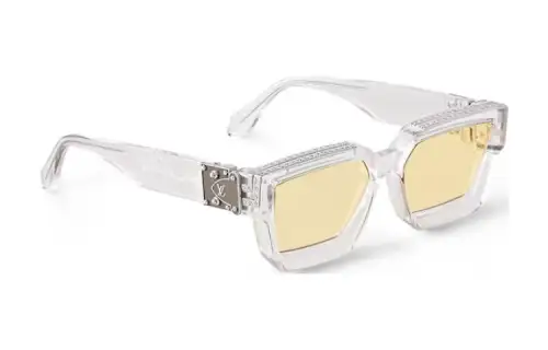 LOUIS VUITTON Acetate Irregular Shape Sunglasses Men's Transparent