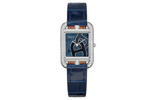 HERMES Wrist Watches Quartz Movement Crocodile Leather Strap 31mm Blue Dial Women's Watch 30m Water Resistant