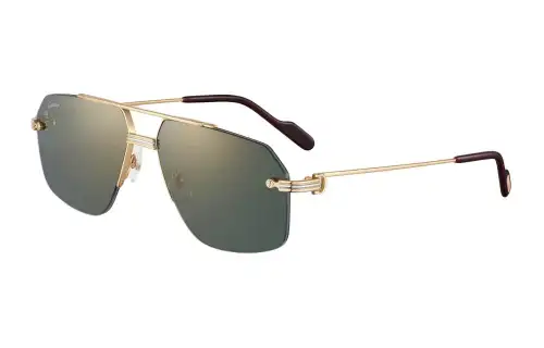 CARTIER Metal Gold Plated Aviator Sunglasses Unisex Gold