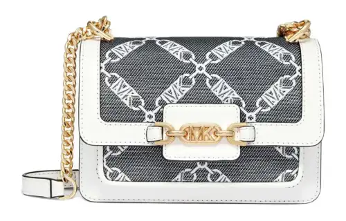 MICHAEL KORS Heather Artificial Leather With Textile Shoulder Bag, Crossbody Bag Extra Small Women's White & Black