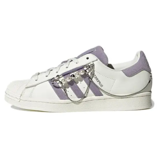 Adidas Originals Superstar Series Skateboarding Shoes Women's Low-top White/purple