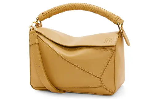 LOEWE Puzzle Soft Cow Leather Handbag, Shoulder Bag, Crossbody Bag Small Women's Desert Yellow