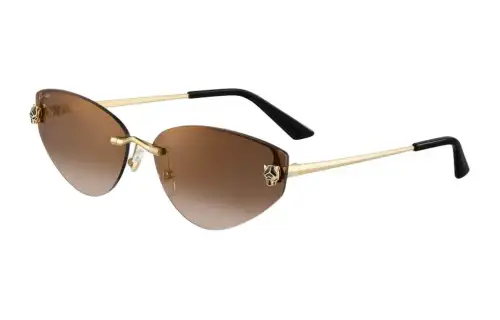 CARTIER Cat Eye Sunglasses Unisex Gold