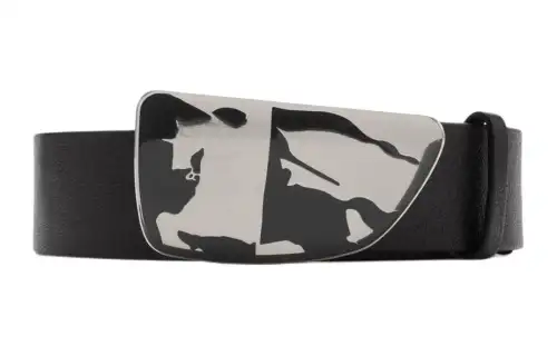 Burberry Calfskin Leather Belts Men's Black Width 3.5cm