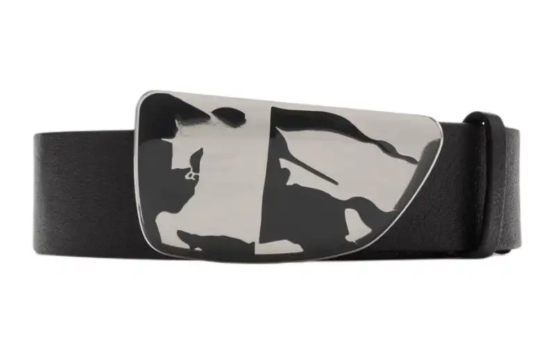 Burberry Calfskin Leather Belts Men's Black Width 3.5cm