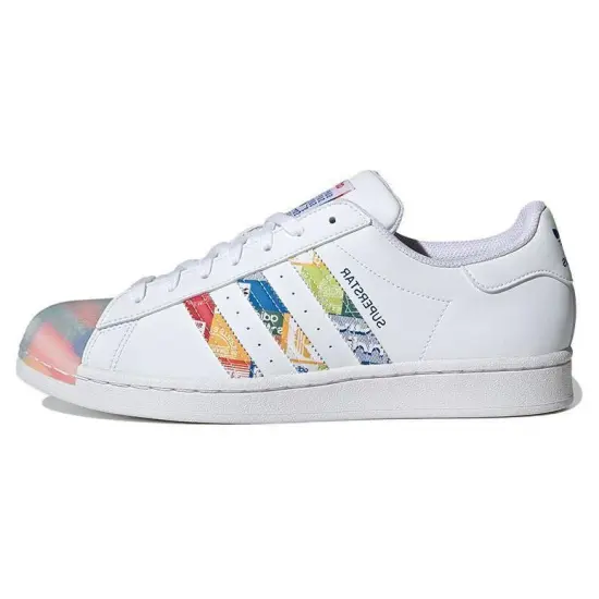 Adidas Originals Superstar Series Skateboard Shoes Unisex Low-top White/Yellow/Blue