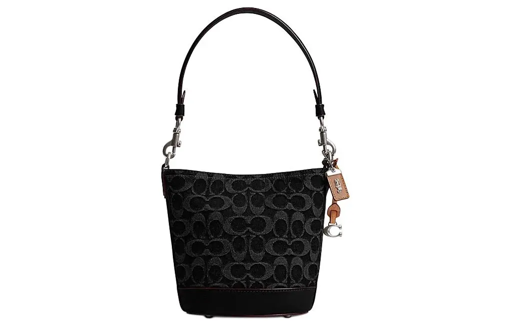 COACH Dakotah Fabric With Cow Leather Bucket Bag, Shoulder Bag Mini Women's Black