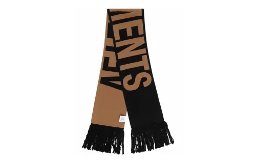 Vetements Logo Knit Frayed Scarf