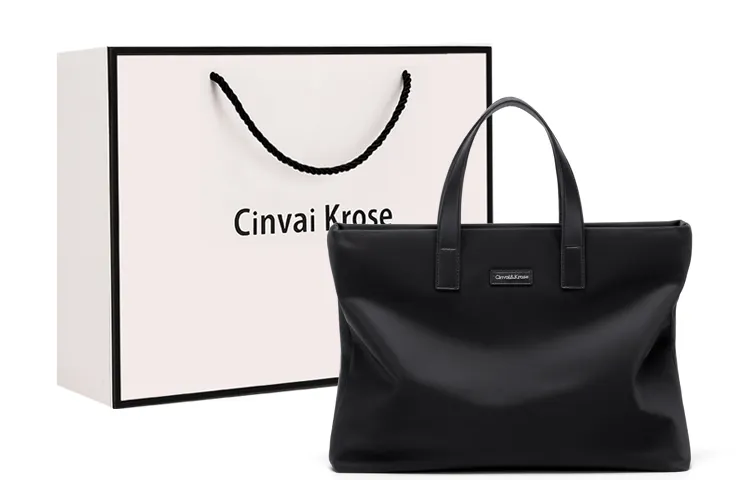 XINWAYI·KELUOSI Fabric Business Handbag, Briefcase, Laptop Bag Medium Men's Black