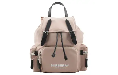 Burberry Nylon With Calfskin Backpack Unisex Rose Pink