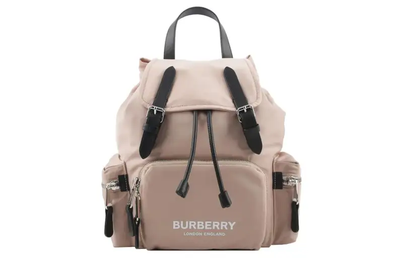 Burberry Nylon With Calfskin Backpack Unisex Rose Pink