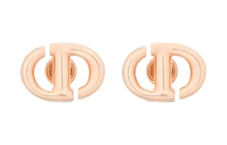DIOR Metal Stud Earrings Women's Rose Gold