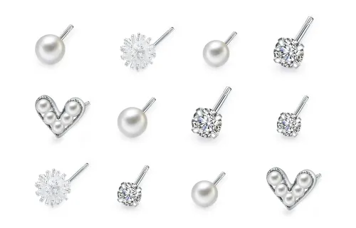 TEEX Alloy, Rhinestone, Faux Pearl Stud Earrings Women's