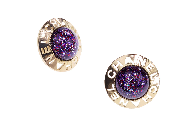 Серьги Chanel CHANEL (фиолетовый)