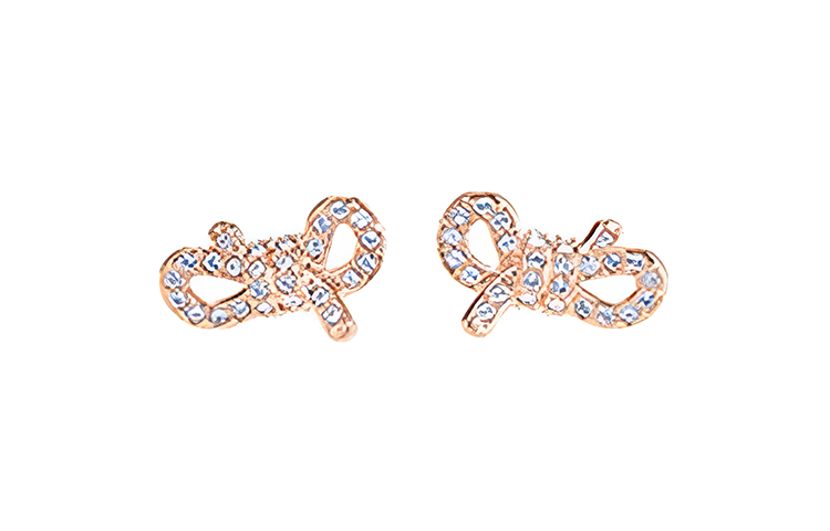 Swarovski Swarovski Lifelong Bow Imitation Crystal Earrings Women's Rose Gold