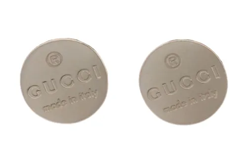 GUCCI Trademark Stud Earrings Women's Silver