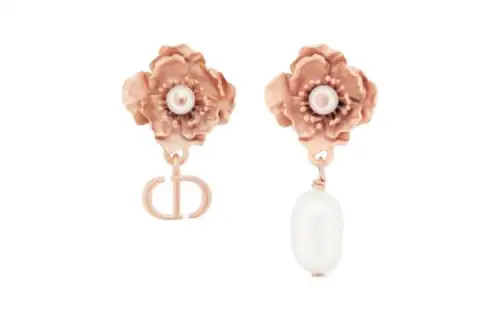 DIOR Metal Stud Earrings Women's Pink