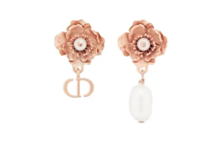 DIOR Metal Stud Earrings Women's Pink