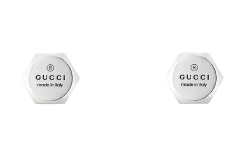 GUCCI Trademark 925 Sterling Silver Stud Earrings Unisex Silver
