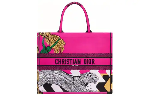 DIOR BookTote Zoom Pop Jouy Print Embroidery Tote Bag, Shopping Bag, Handbag Women's Pink