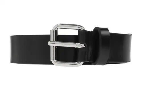 Vetements Letter Logo Pin Buckle Leather Belts Men's Black