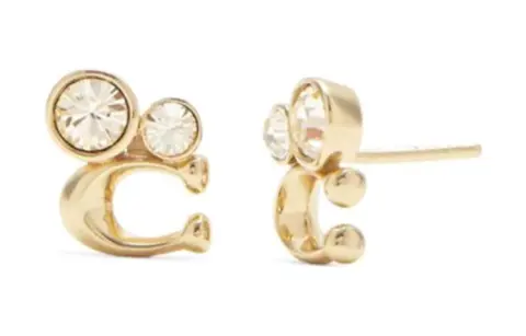 COACH Alloy Stud Earrings Women's Gold