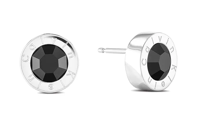 CALVIN KLEIN Stainless Steel Artificial Crystal Niche, Trendy, Versatile, Stud Earrings Women's Silver