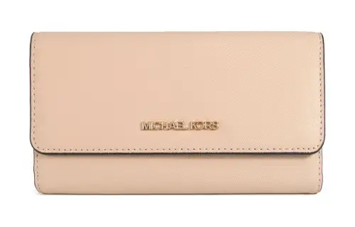 MICHAEL KORS Jet Set Travel Scratch Resistant Cow Leather Wallet Women's Nude Khaki