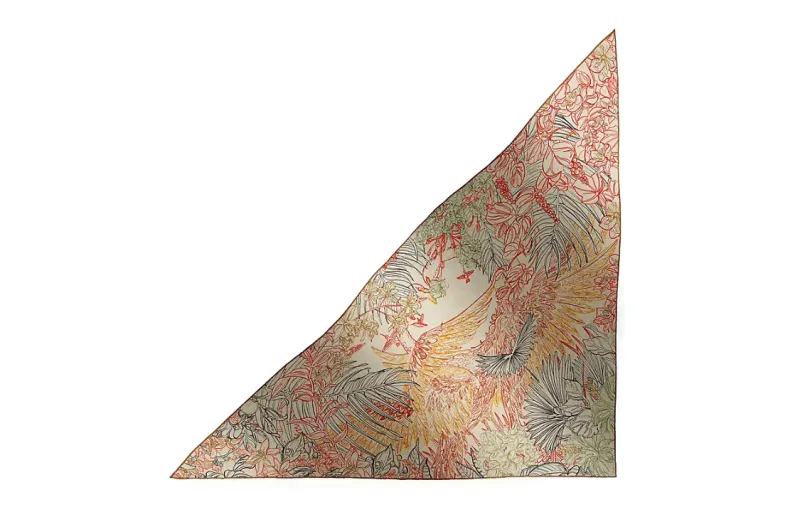 HERMES Flamingo Party Coloriage Shawls Women's Multicolor