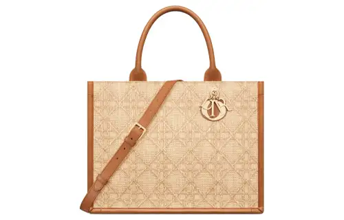 DIOR BookTote Raffia Tote Bag, Shopping Bag, Shoulder Bag, Crossbody Bag, Handbag Medium Women's Beige