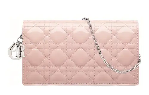 DIOR Cow Leather Clutch Women's Light Pink