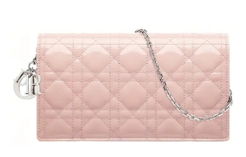 DIOR Cow Leather Clutch Women's Light Pink