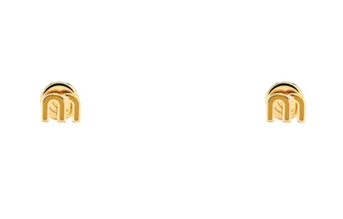 MIU MIU Brass Stud Earrings Women's Gold