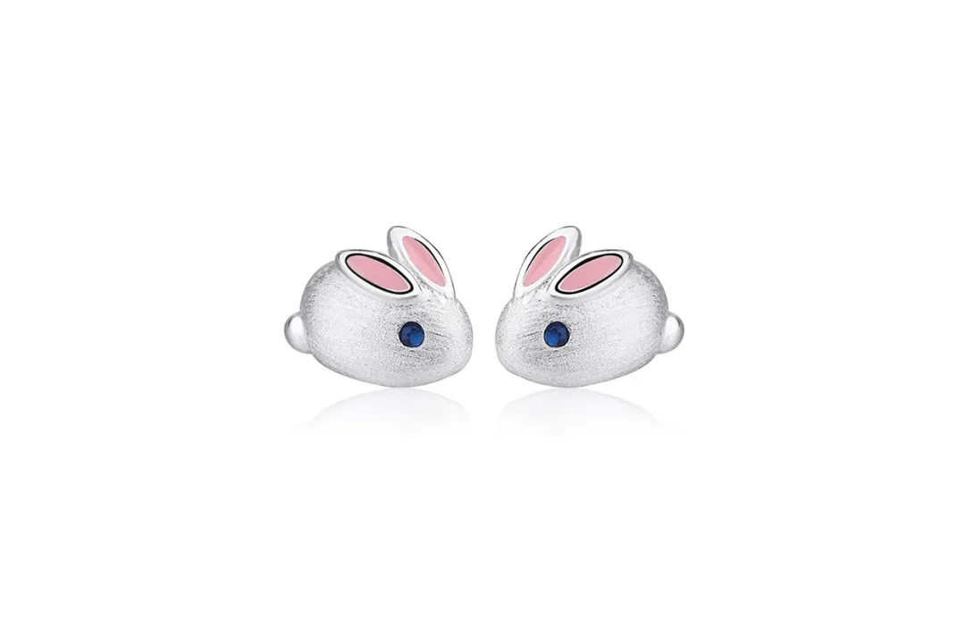 Muyan S925 Silver Dynamic Little Rabbit Stud Earrings Women's